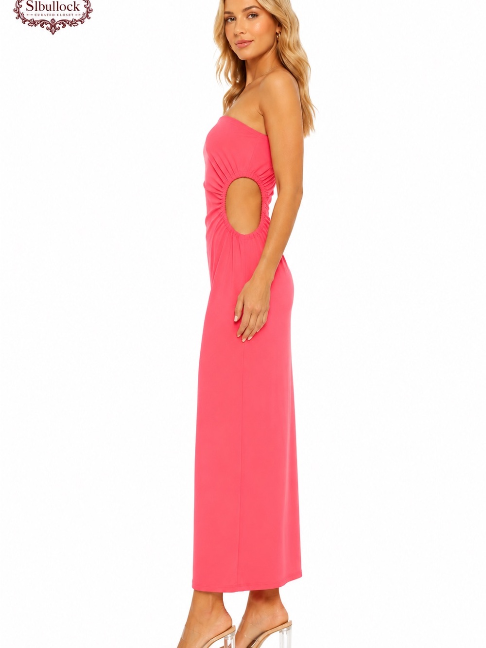 X9 Saints + Secrets XS/S Coral Pink Strapless Cutout Maxi Dress